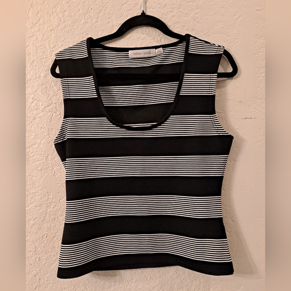 bishop + young Tops - Anthropologie Bishop & Young Women's Black & White Striped Crewneck Tank Top
